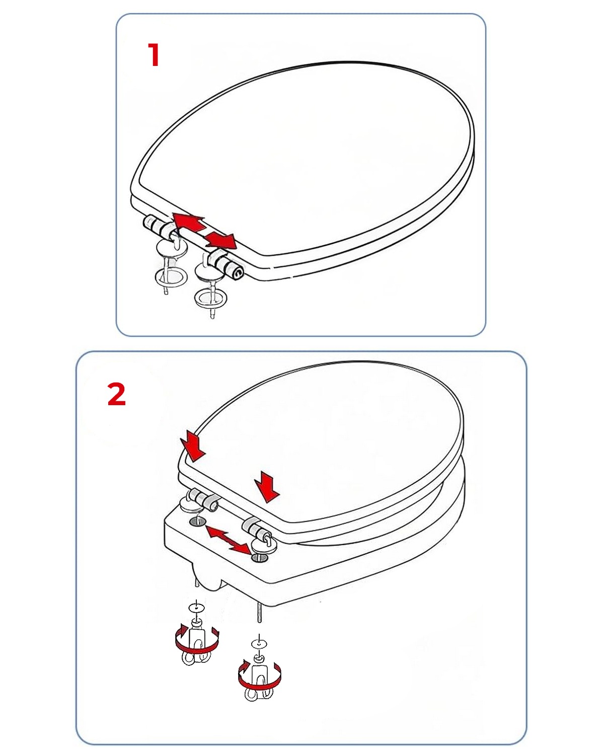 Schéma explicatif montrant comment fixer un abattant wc
