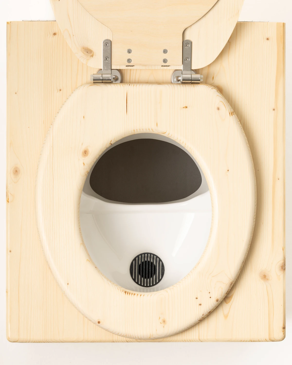 Toilettes sèches avec séparateur d’urine blanc vue de dessus
